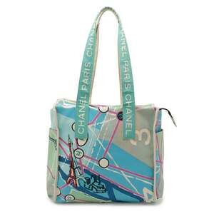 CHANEL Blue Canvas Shoulder Bag